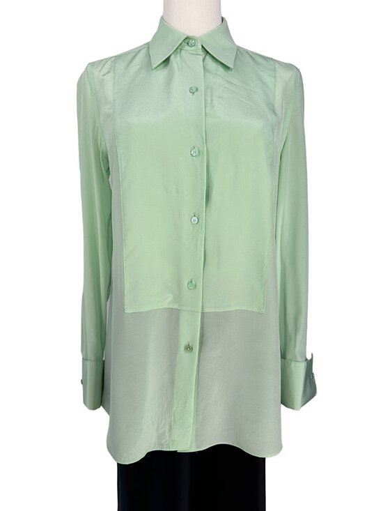 Tory Burch Tops - NWT Tory Burch Janet Top Crushed Mint Green 100% Silk Button Up Blouse 00
